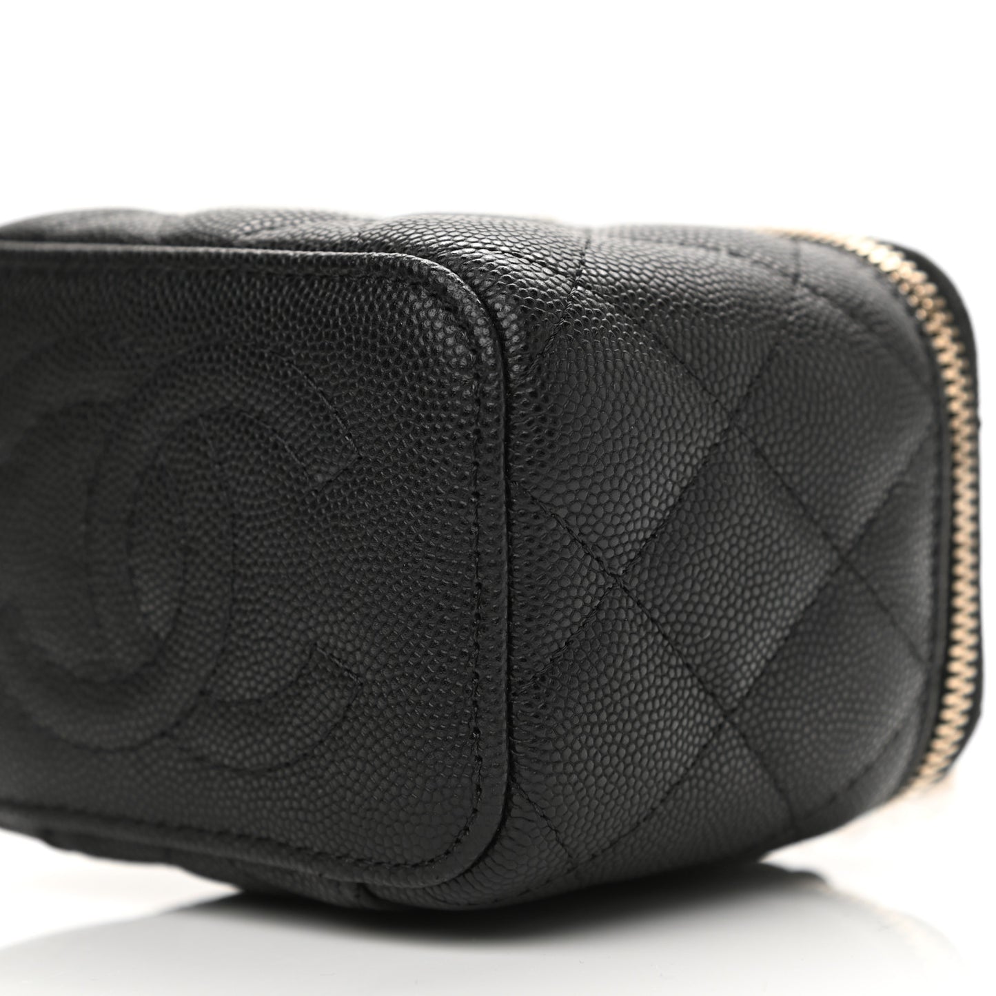 Caviar Quilted Mini Vanity Case With Chain Black