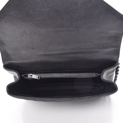 Saint Laurent Sheepskin Matelasse Chevron Monogram Monochrome Large College Satchel Black 5 of 7