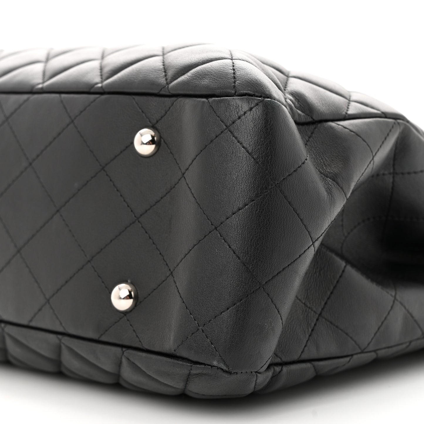 Calfskin Quilted Large Classic Shopping Tote Black