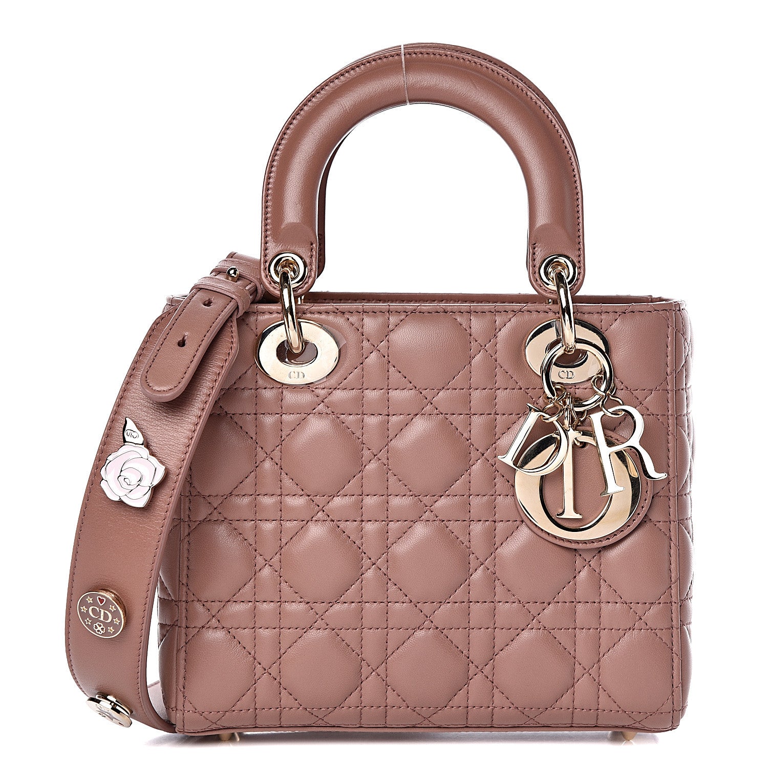 Christian Dior Lambskin Cannage Small Lucky Badges My Lady Dior Petale Brique 1 of 11