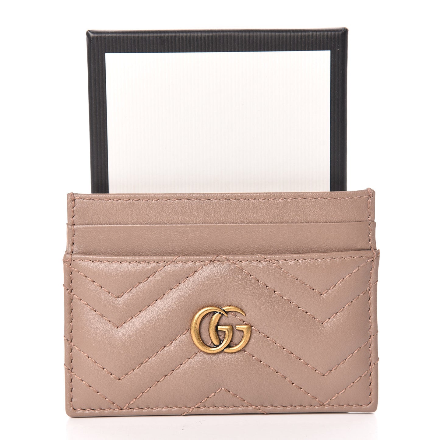 Calfskin Matelasse GG Marmont Card Holder Porcelain Rose