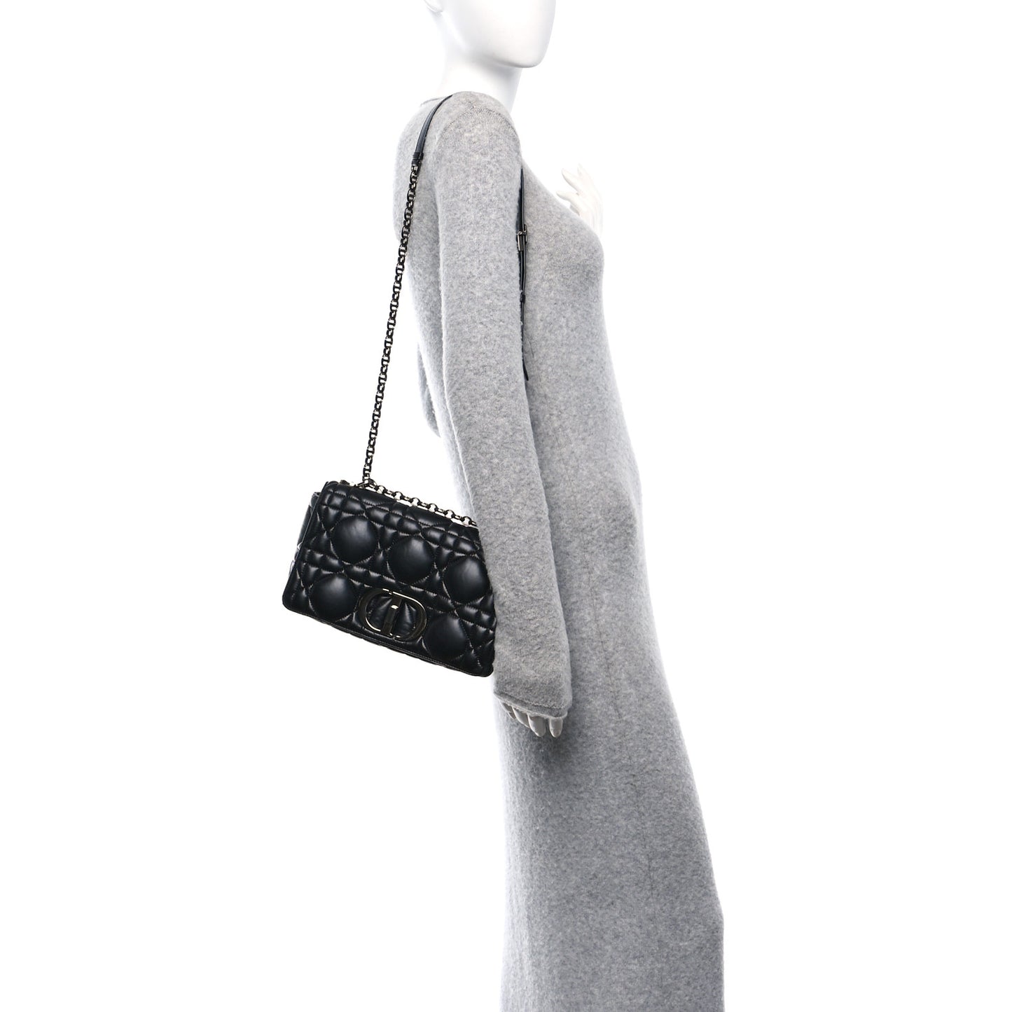 Calfskin Macrocannage Medium Caro Bag Black
