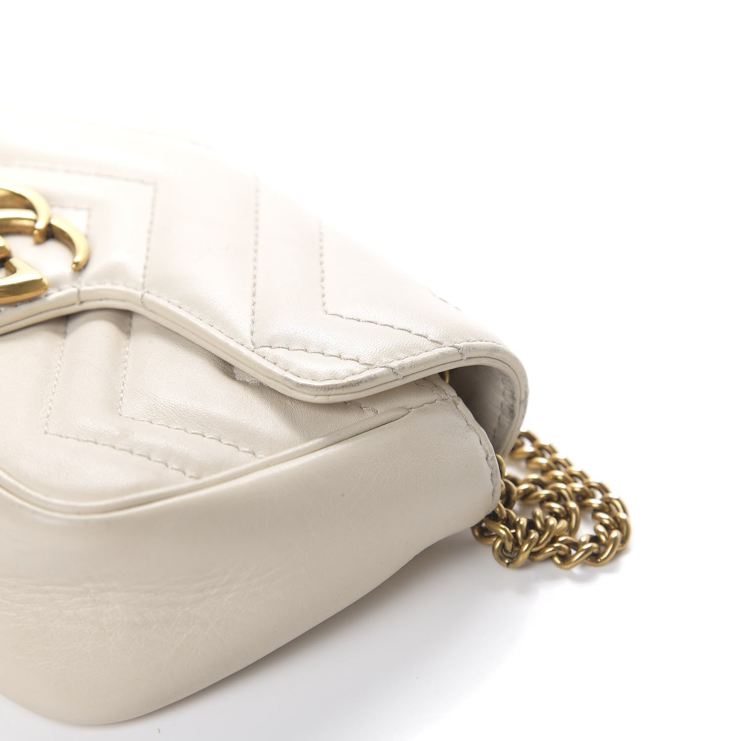 Gucci Calfskin Matelasse Super Mini GG Marmont Shoulder Bag White 8 of 17