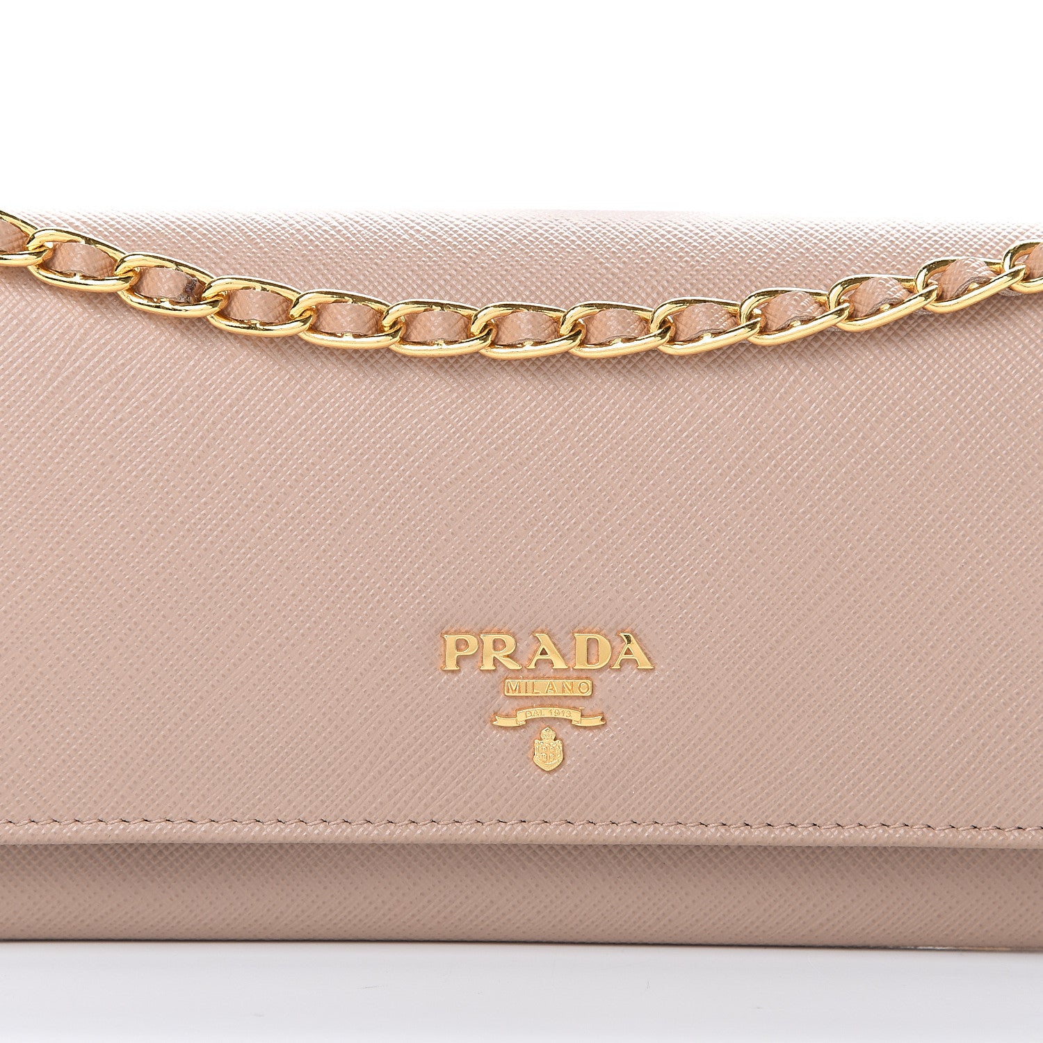Prada Saffiano Metal Oro Chain Wallet Cammeo 7 of 12