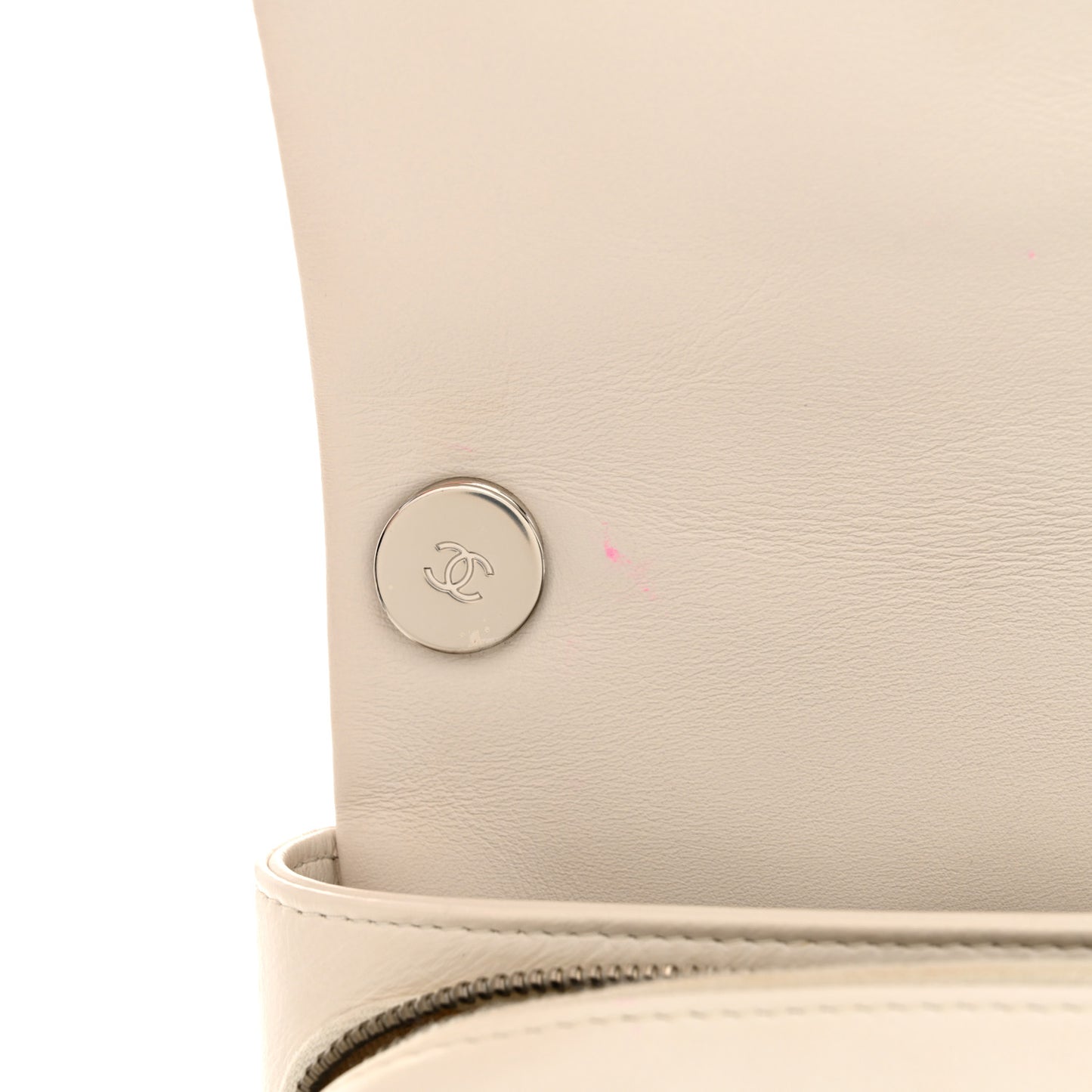 Aged Calfskin Quilted Express Zip Around Flap White