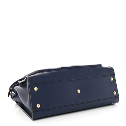 Fendi Vitello Seta Shiny Nappa Medium 3 Pocket Peekaboo Iconic Satchel Blueberry 4 of 10