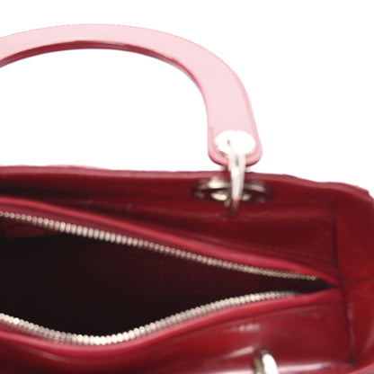 Christian Dior Patent Cannage Medium Lady Dior Burgundy Red 5 of 9
