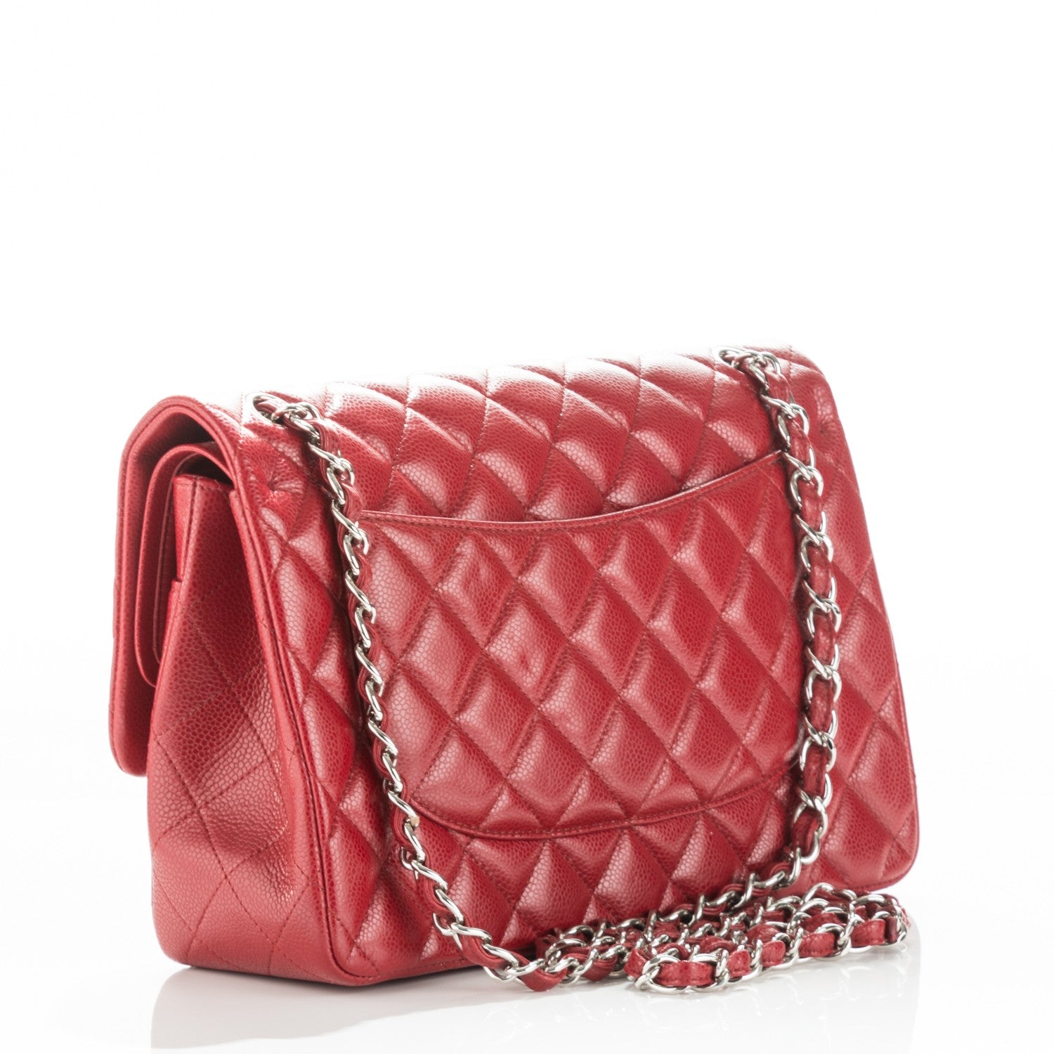 Chanel Caviar Quilted Jumbo Double Flap Red 3 of 8