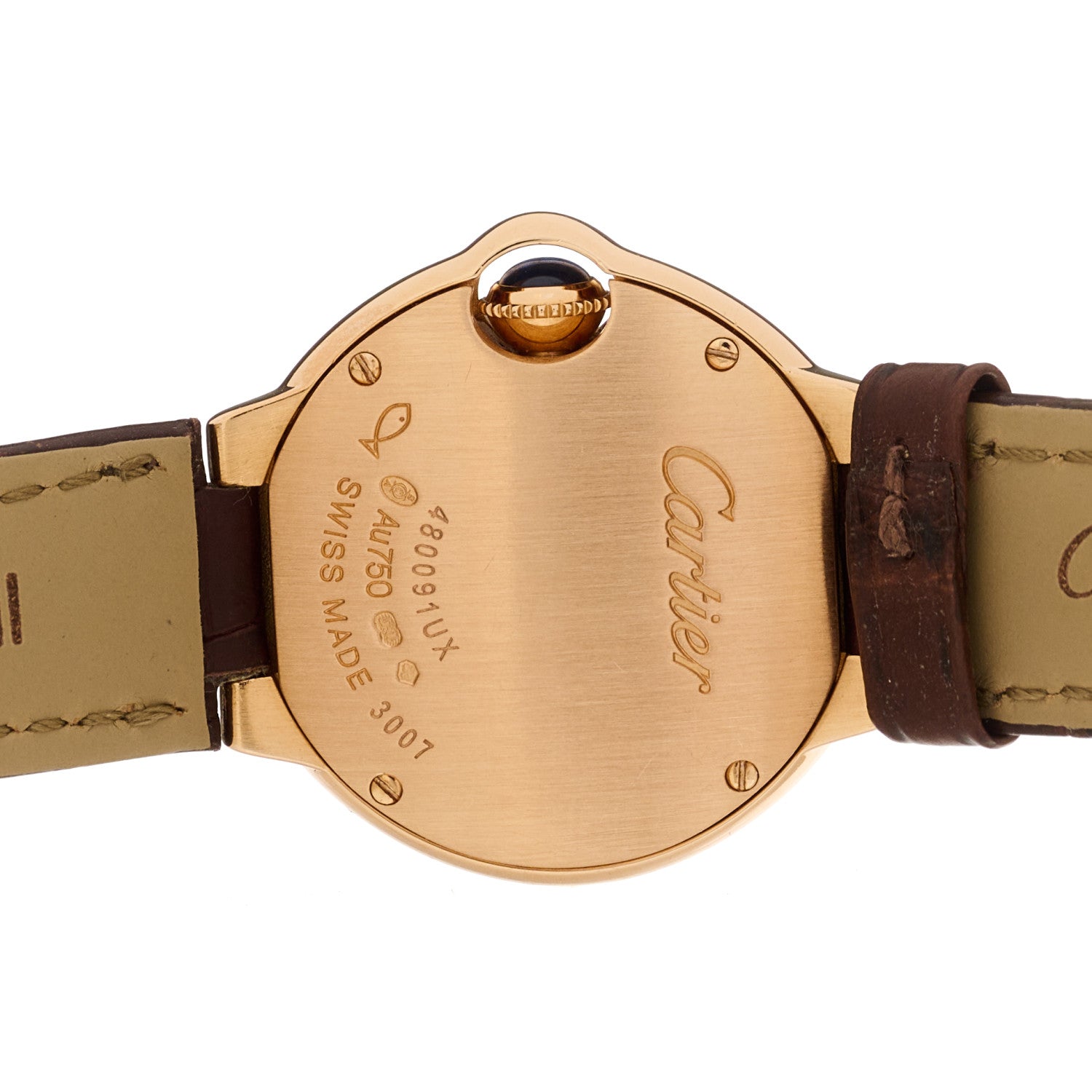 Cartier 18K Pink Gold Alligator Diamond 28mm Ballon Bleu De Cartier Quartz Watch Brown 4 of 5