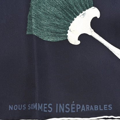 Hermes Silk Nous Sommes Inseparables Scarf 90 Caban Anthracite Creme 5 of 5