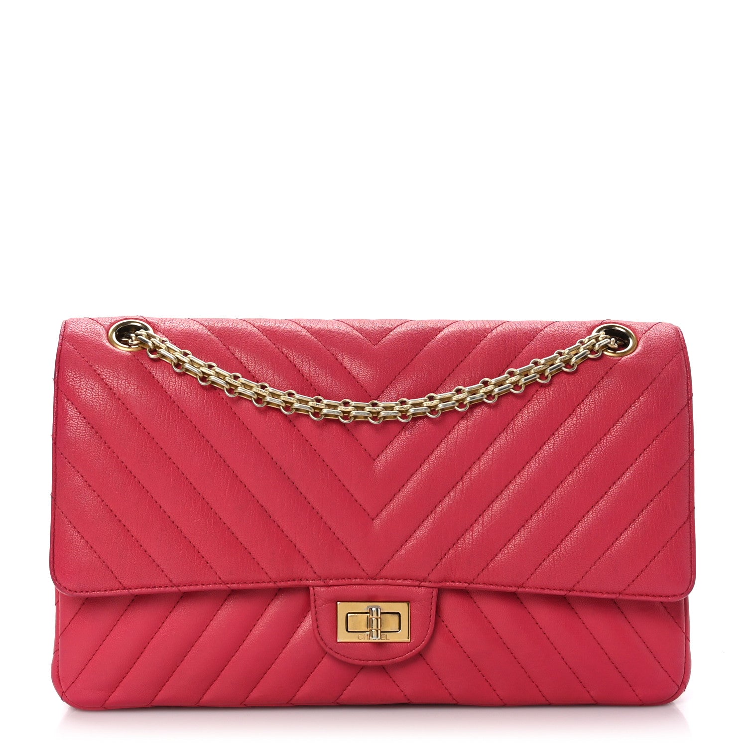 Chanel Sheepskin Chevron Quilted 2.55 Reissue 226 Flap Dark Pink 1 of 11