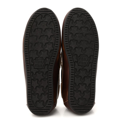 Miu Miu Vitello Deco Boat Loafers 39 Bruciato 6 of 10