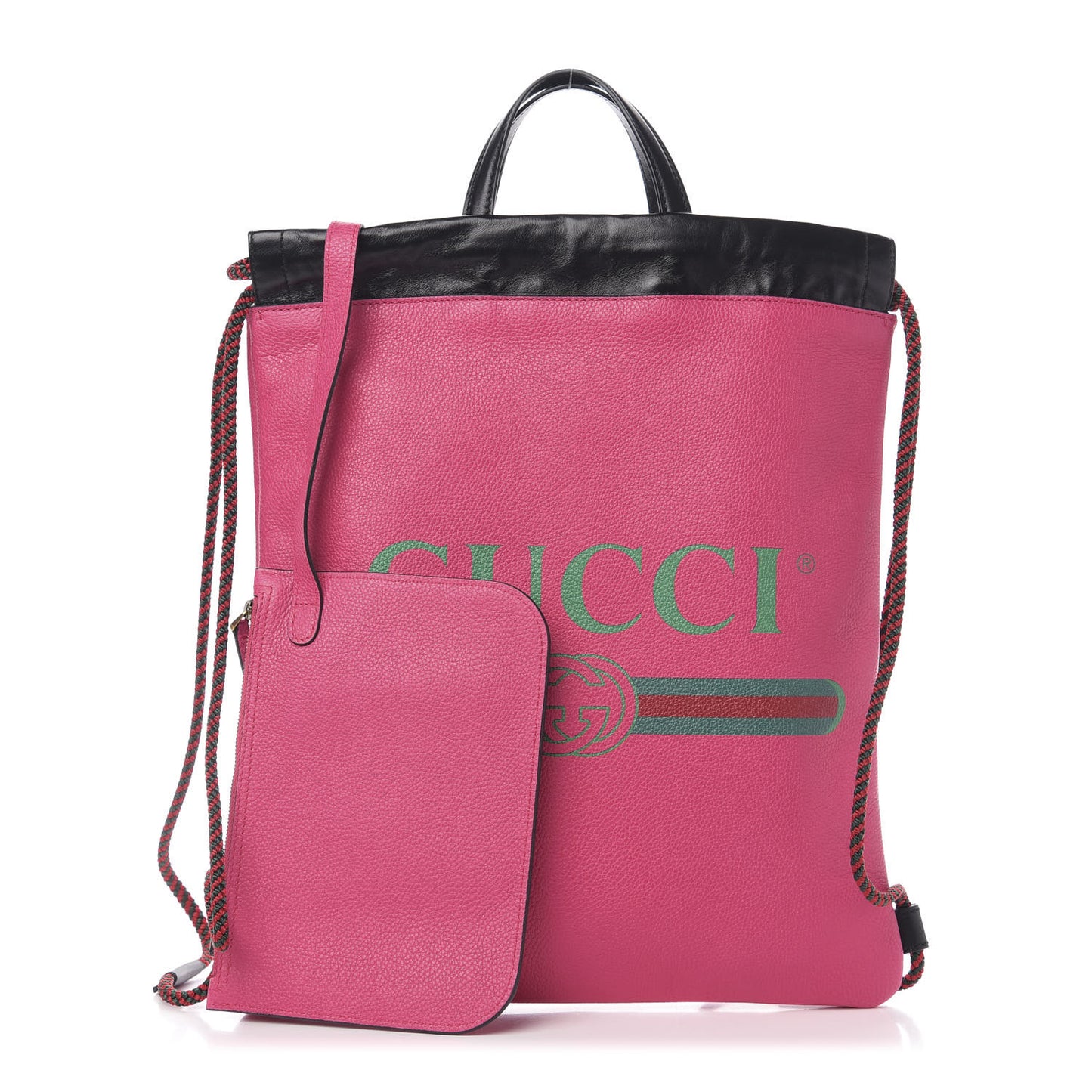 Grained Calfskin Logo Drawstring Backpack Box Pink Green Black