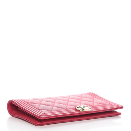 Chanel Caviar Quilted Boy Yen Wallet Fuchsia 4 of 14