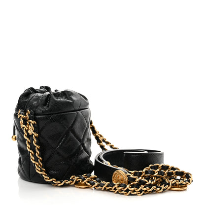 Chanel Caviar Quilted Twist Your Buttons Micro Bucket Bag Black 3 of 11