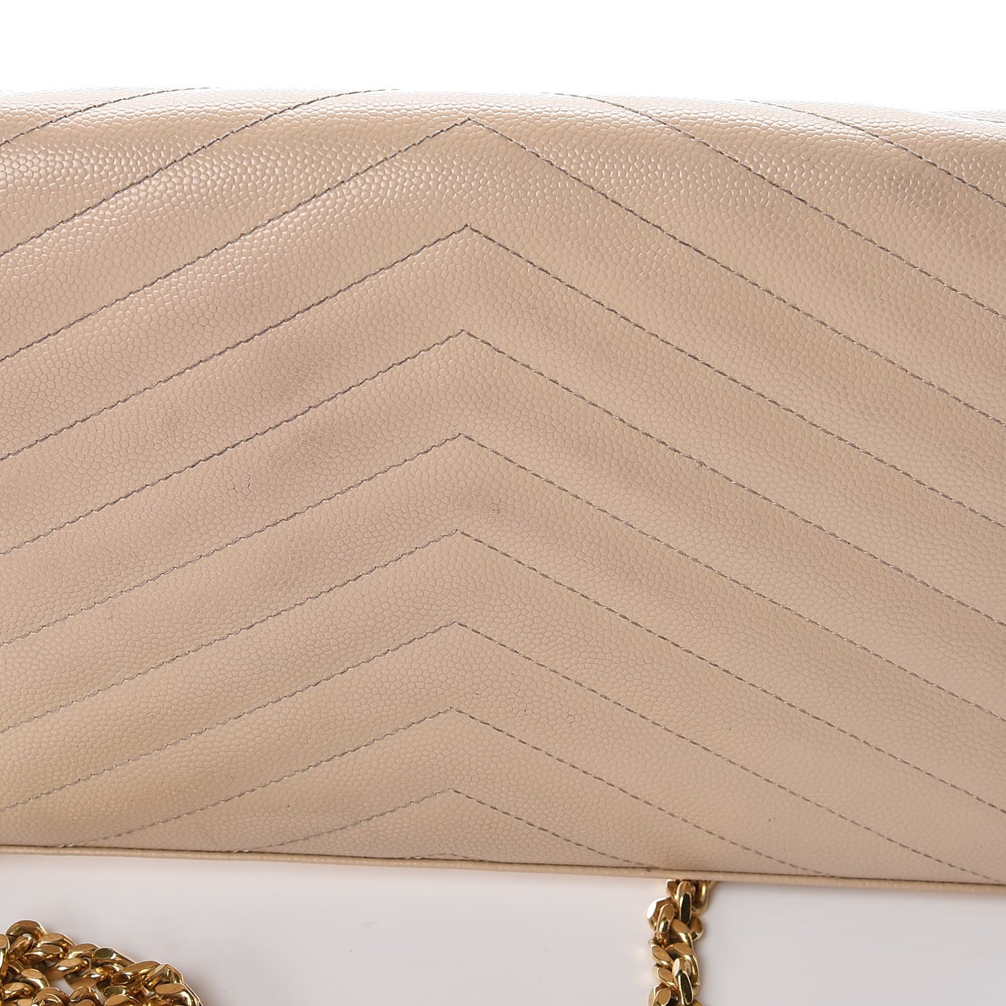 Grain De Poudre Matelasse Chevron Monogram Chain Wallet Deep Beige