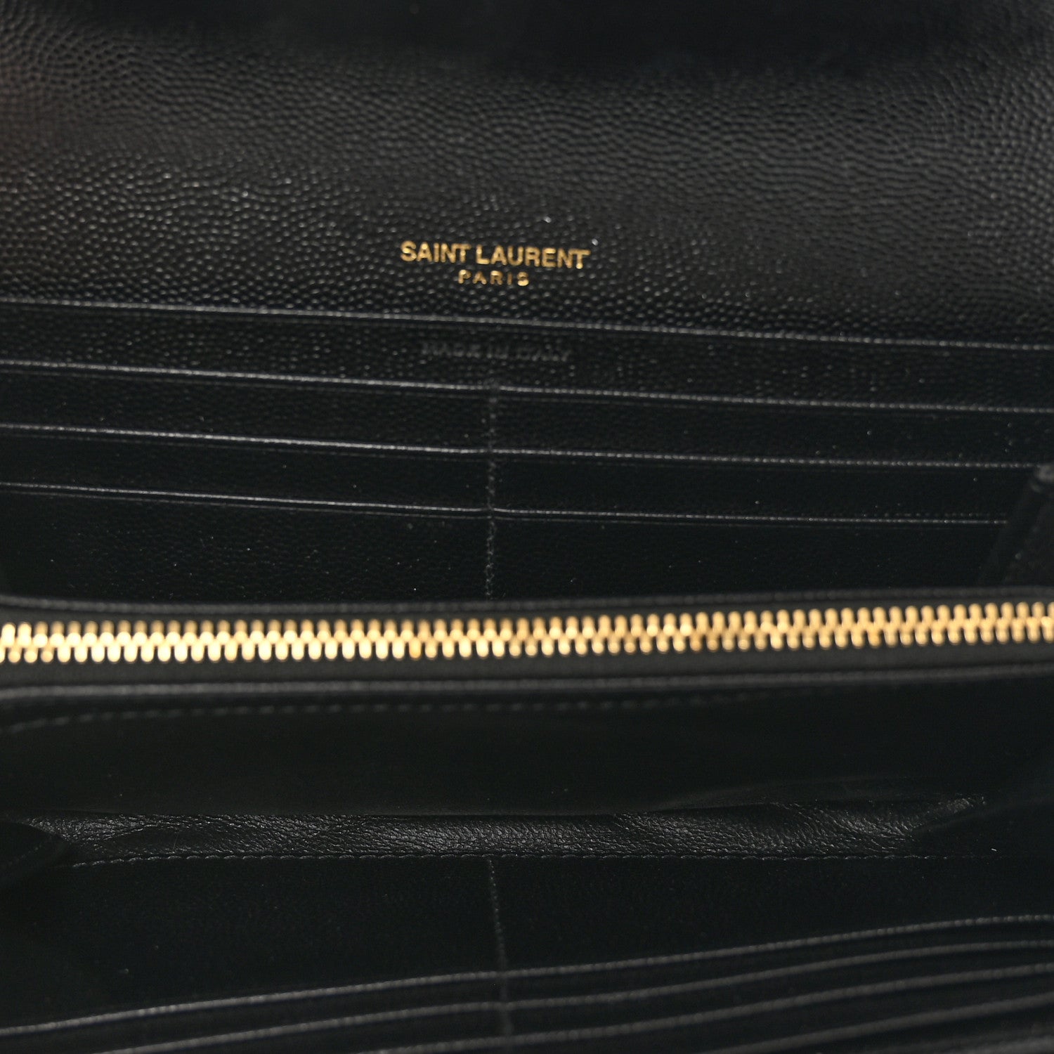 Saint Laurent Grain De Poudre Matelasse Chevron Monogram Flap Wallet Black 5 of 7