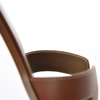 Hermes Box Calfskin Oran Sandals 37.5 Gold 7 of 10