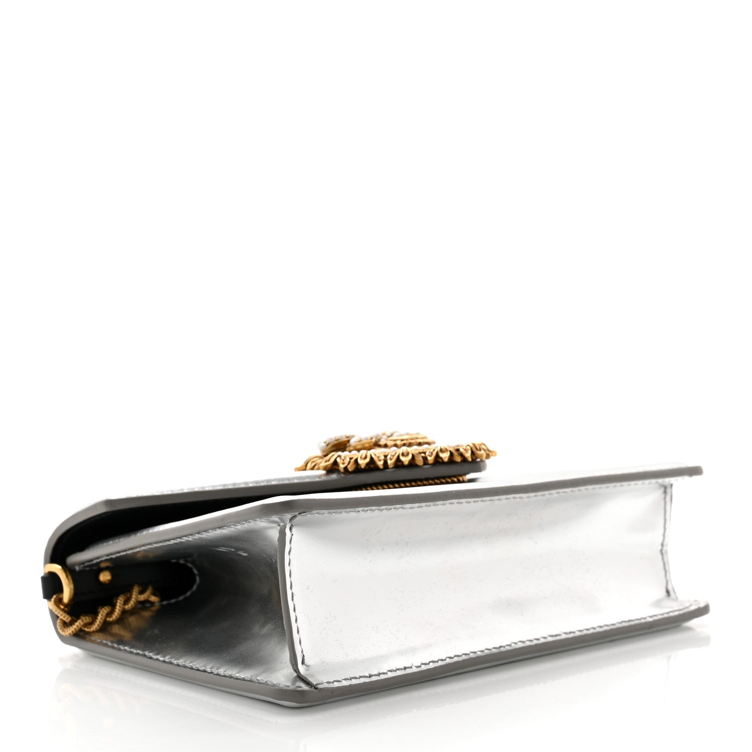 Dolce & Gabbana Metallic Nappa Small Devotion Top Handle Bag Silver 4 of 10