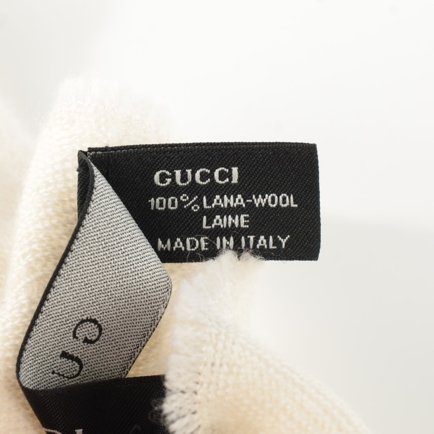 Wool GG Monogram Sten Fringe Scarf White