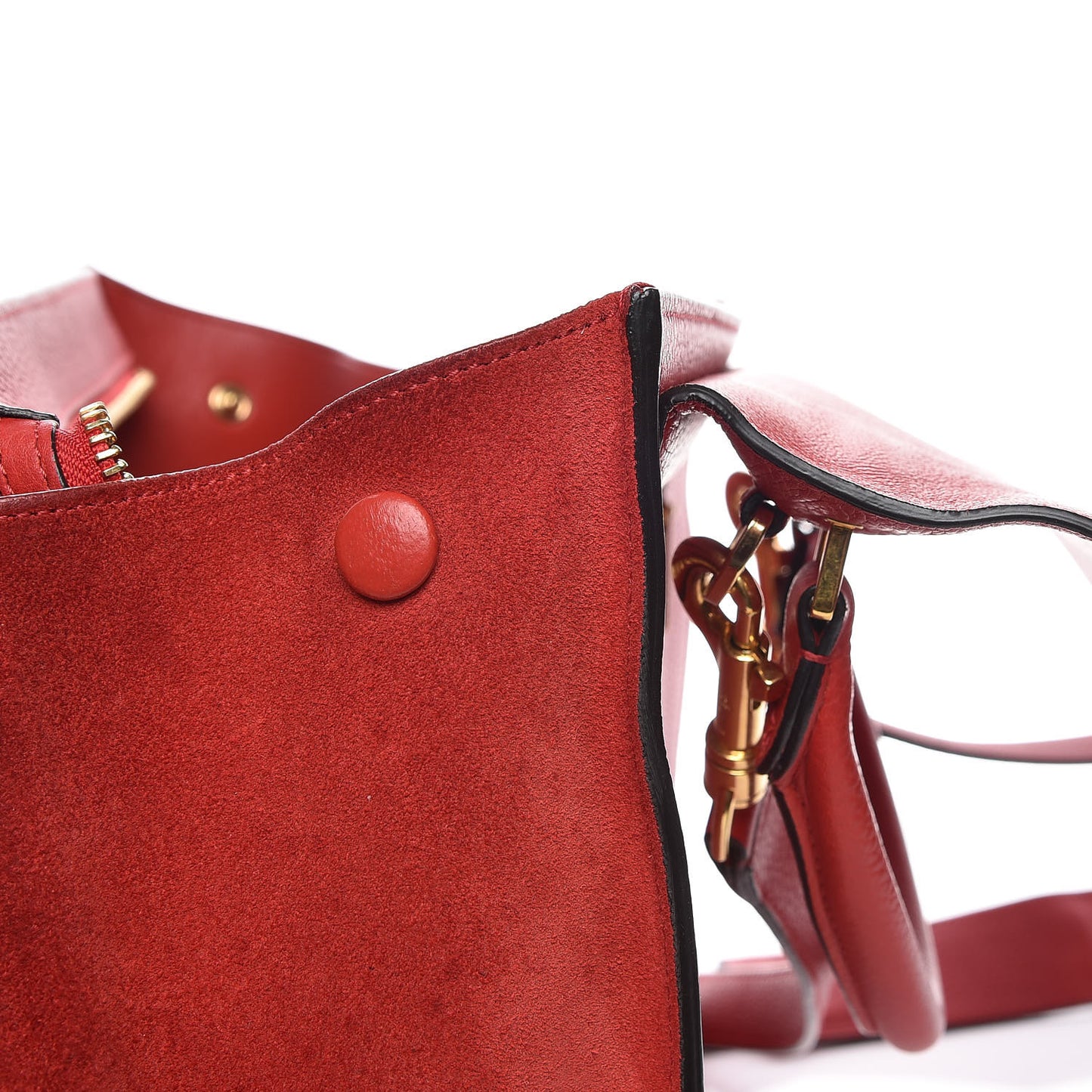 Drummed Calfskin Suede Small Trapeze Coquelicot