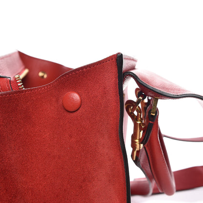 Celine Drummed Calfskin Suede Small Trapeze Coquelicot 16 of 16