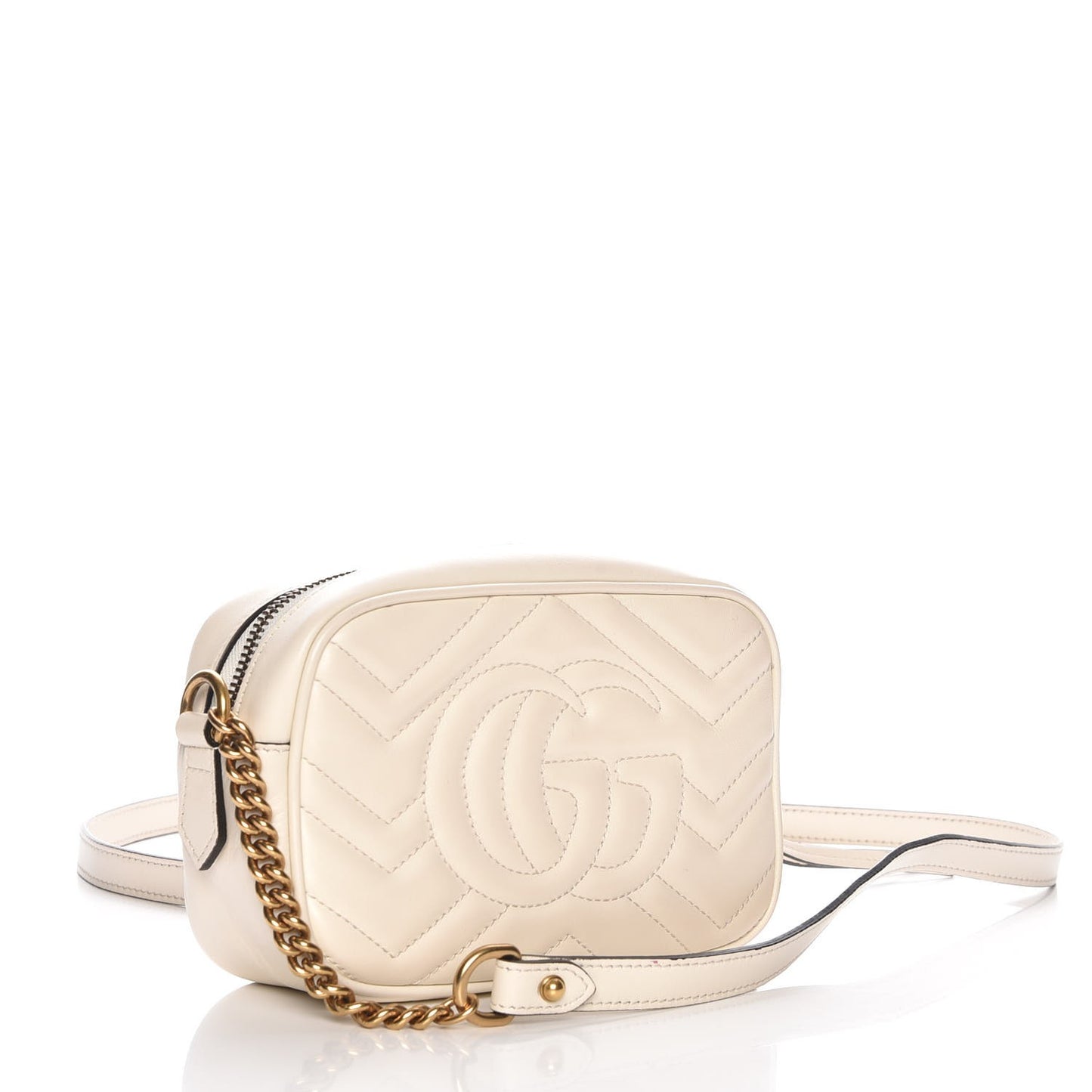 Calfskin Matelasse Mini GG Marmont Chain Shoulder Bag White