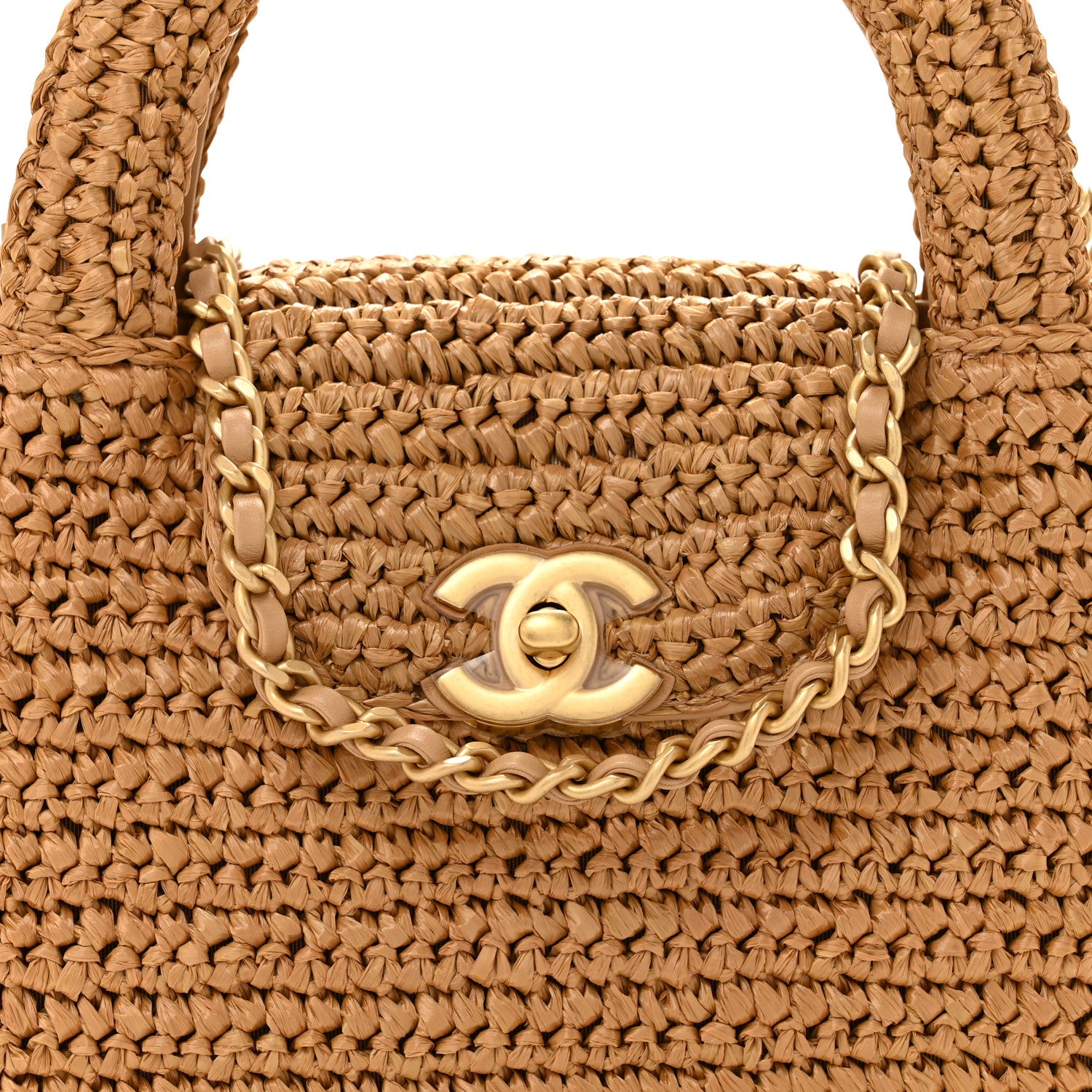 Chanel Braided Raffia Nano Kelly Flap Bag Dark Beige 8 of 11