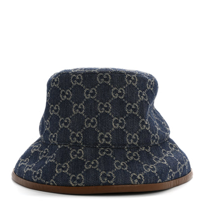 Gucci Washed Jacquard Denim Nappa GG Monogram Oscar Bucket Hat M Denim Cuir 6 of 9