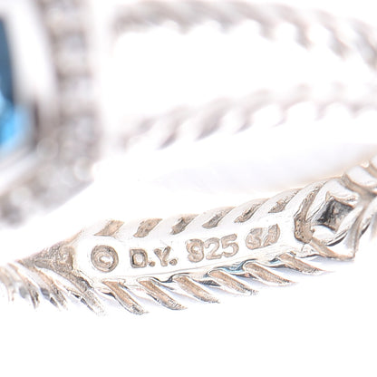David Yurman Sterling Silver Diamond Blue Topaz 7mm Petite Albion Ring 54 6.75 5 of 5