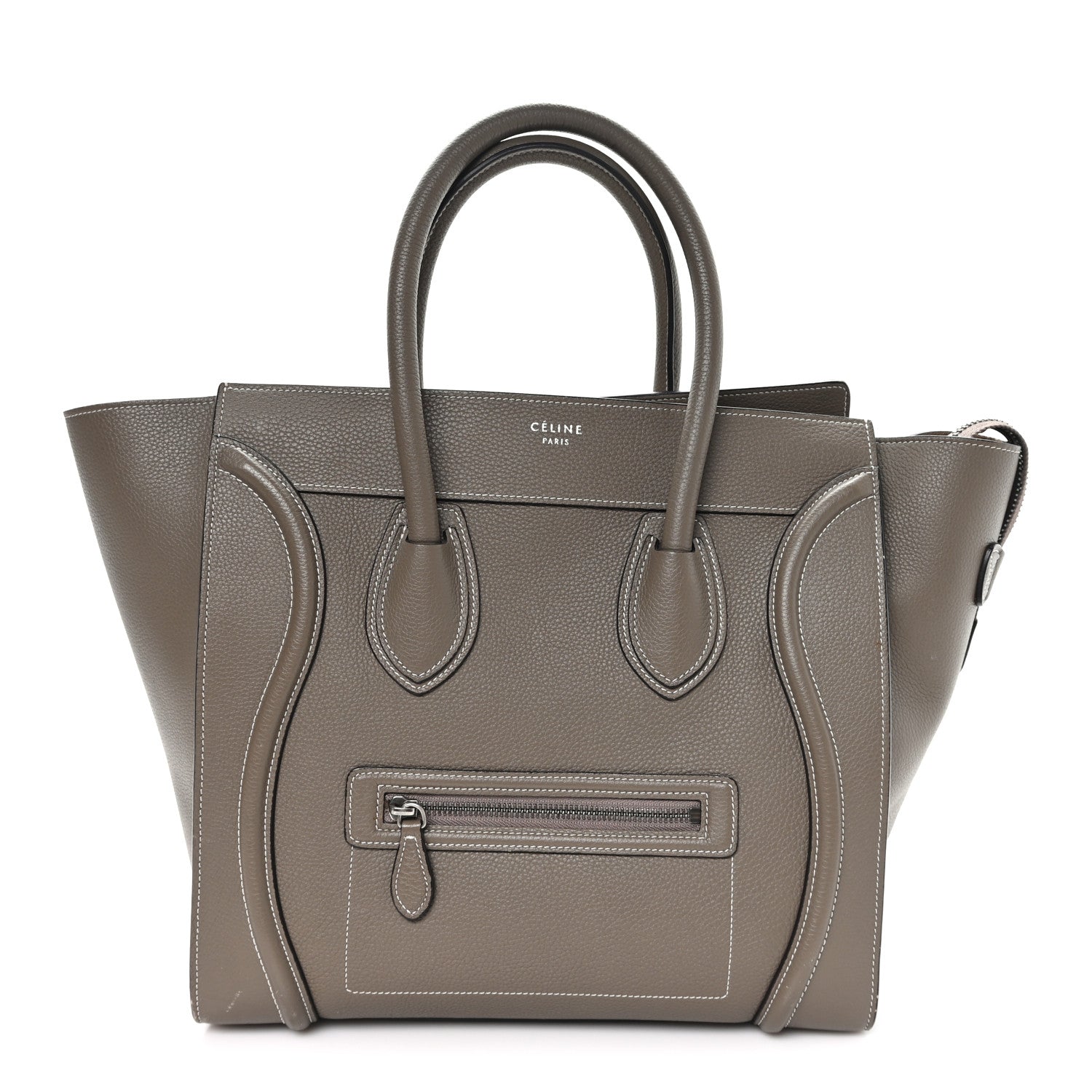 Celine Drummed Calfskin Mini Luggage Souris Souris 1 of 12