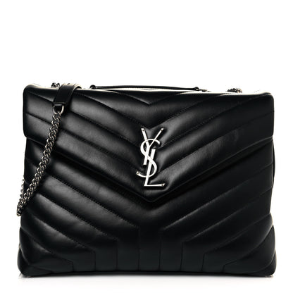 Saint Laurent Calfskin Y Quilted Monogram Medium Loulou Chain Satchel Black 1 of 10