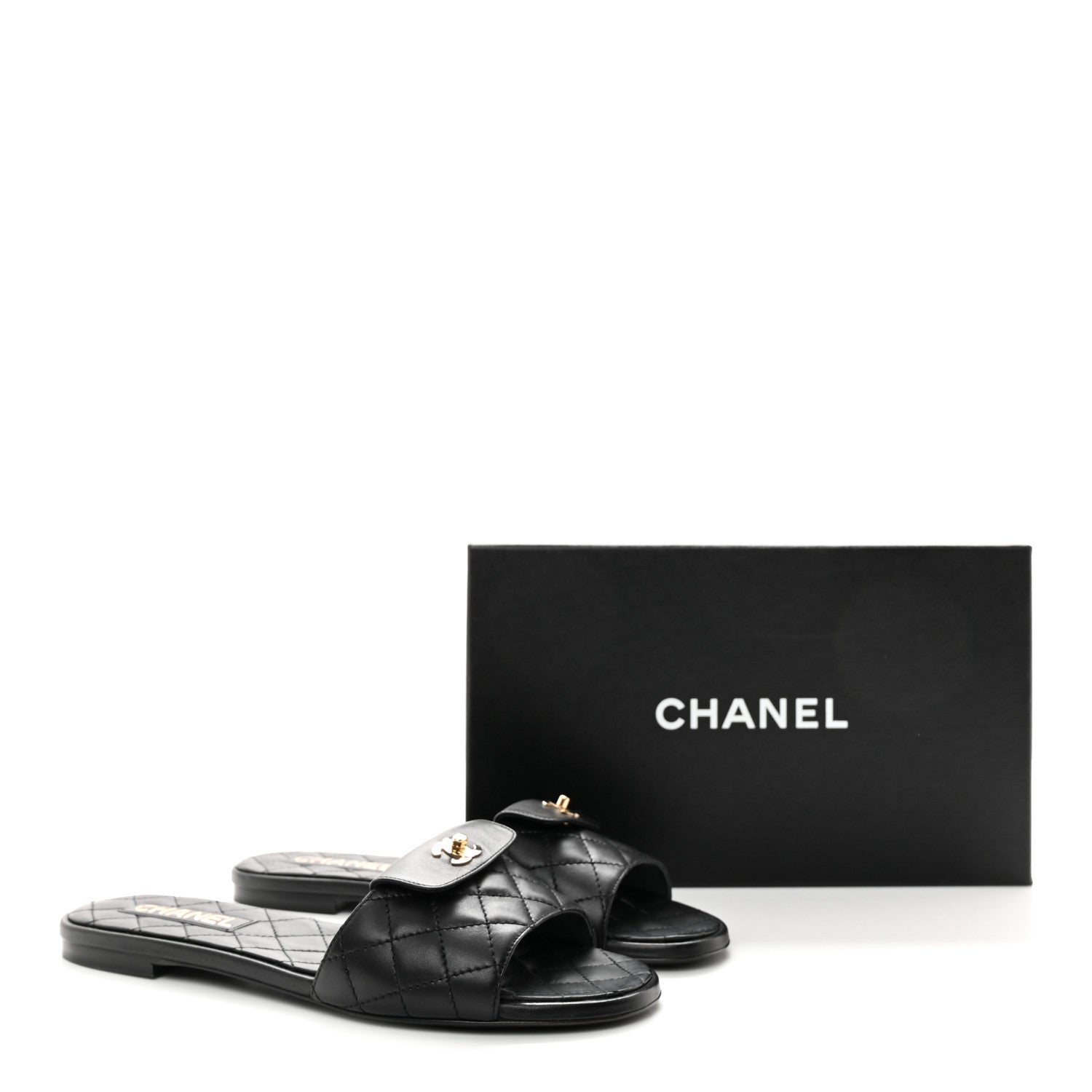 Chanel Lambskin Quilted CC Turnlock Sandals 40.5 Black 9 of 9