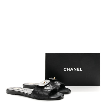 Chanel Lambskin Quilted CC Turnlock Sandals 40.5 Black 9 of 9