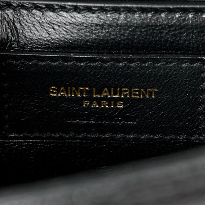 Saint Laurent Grain De Poudre Textured Mixed Matelasse Triquilt Small Monogram Satchel Black 6 of 11