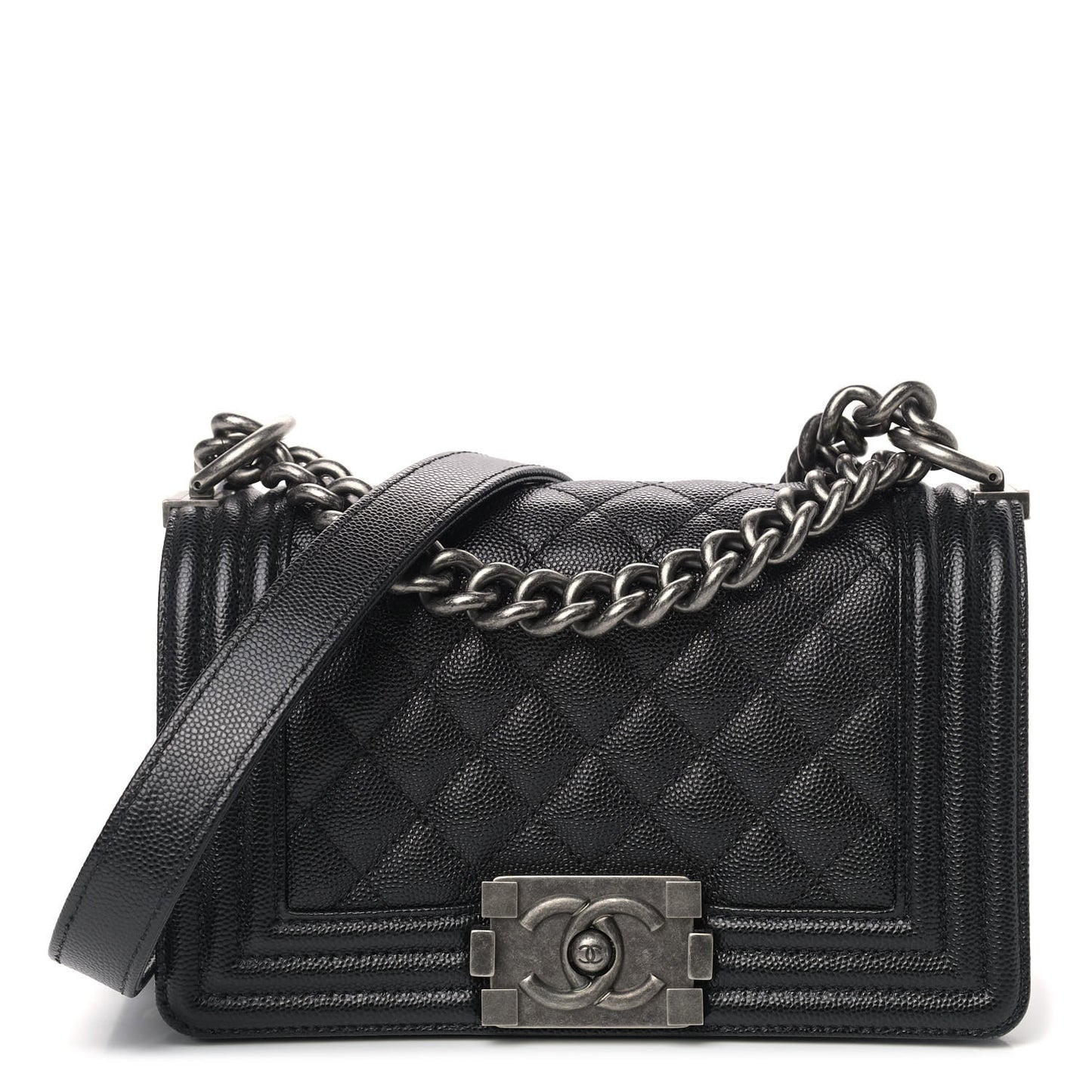 Caviar Quilted Small Boy Flap Black