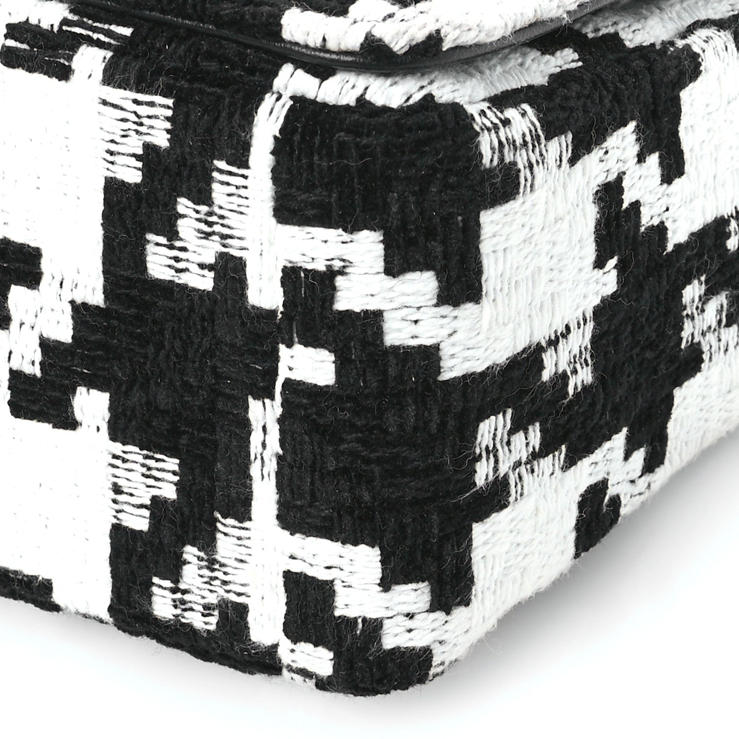 Christian Dior Tweed Macro Houndstooth Medium Caro Bag Black White 10 of 11