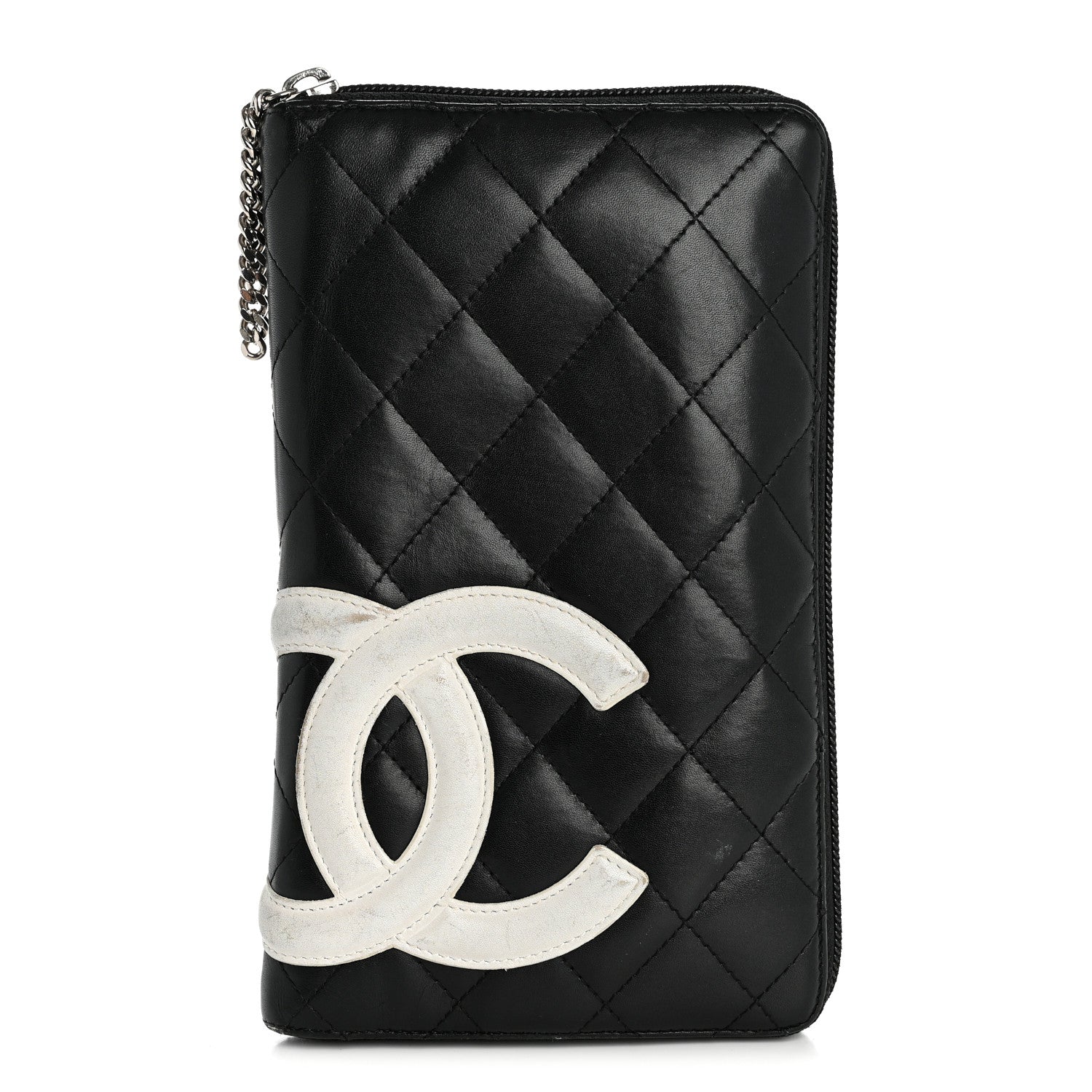 Chanel Calfskin Cambon Zip Around Organizer Wallet Black White 1 of 13