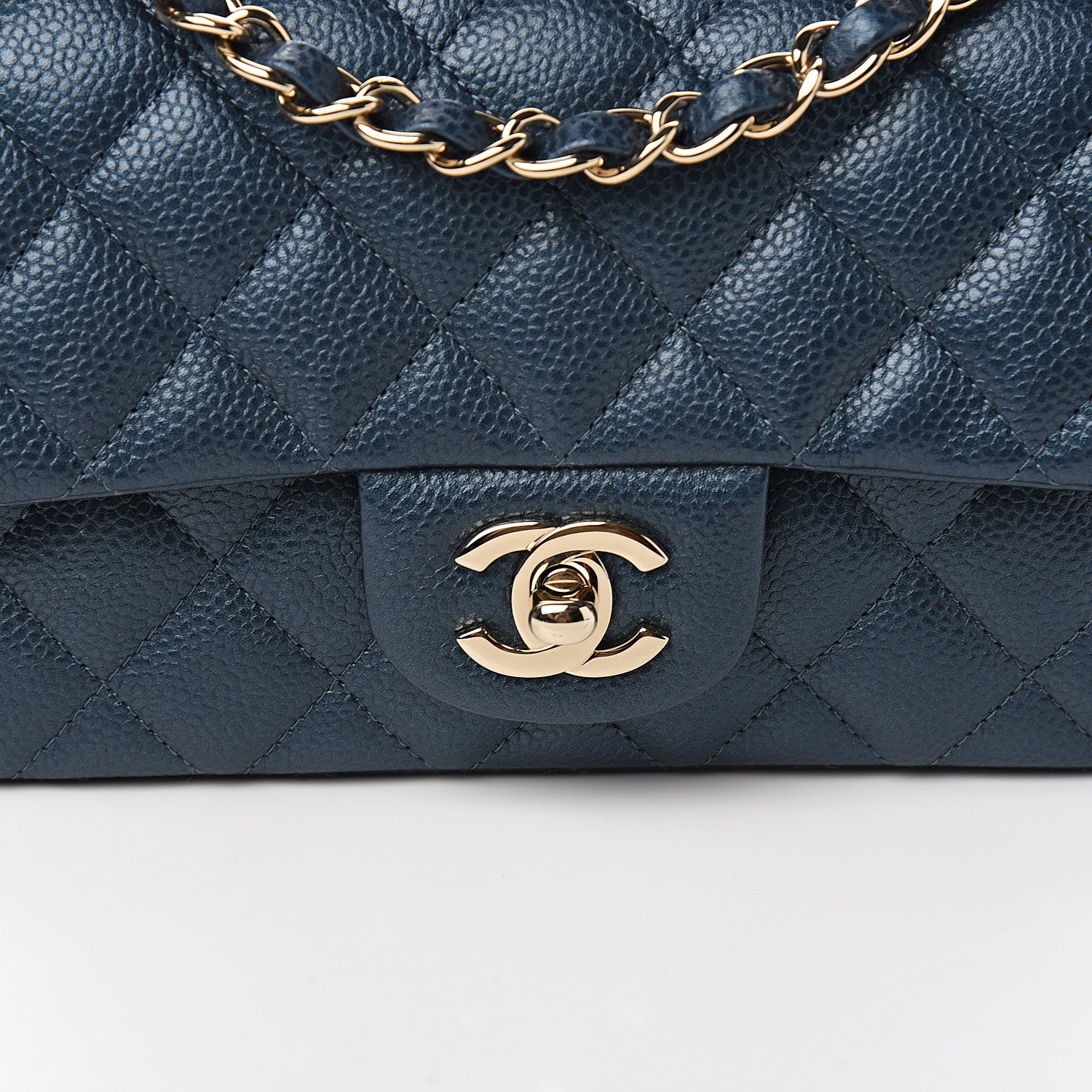 Chanel Iridescent Caviar Quilted Mini Rectangular Flap Dark Blue 9 of 10