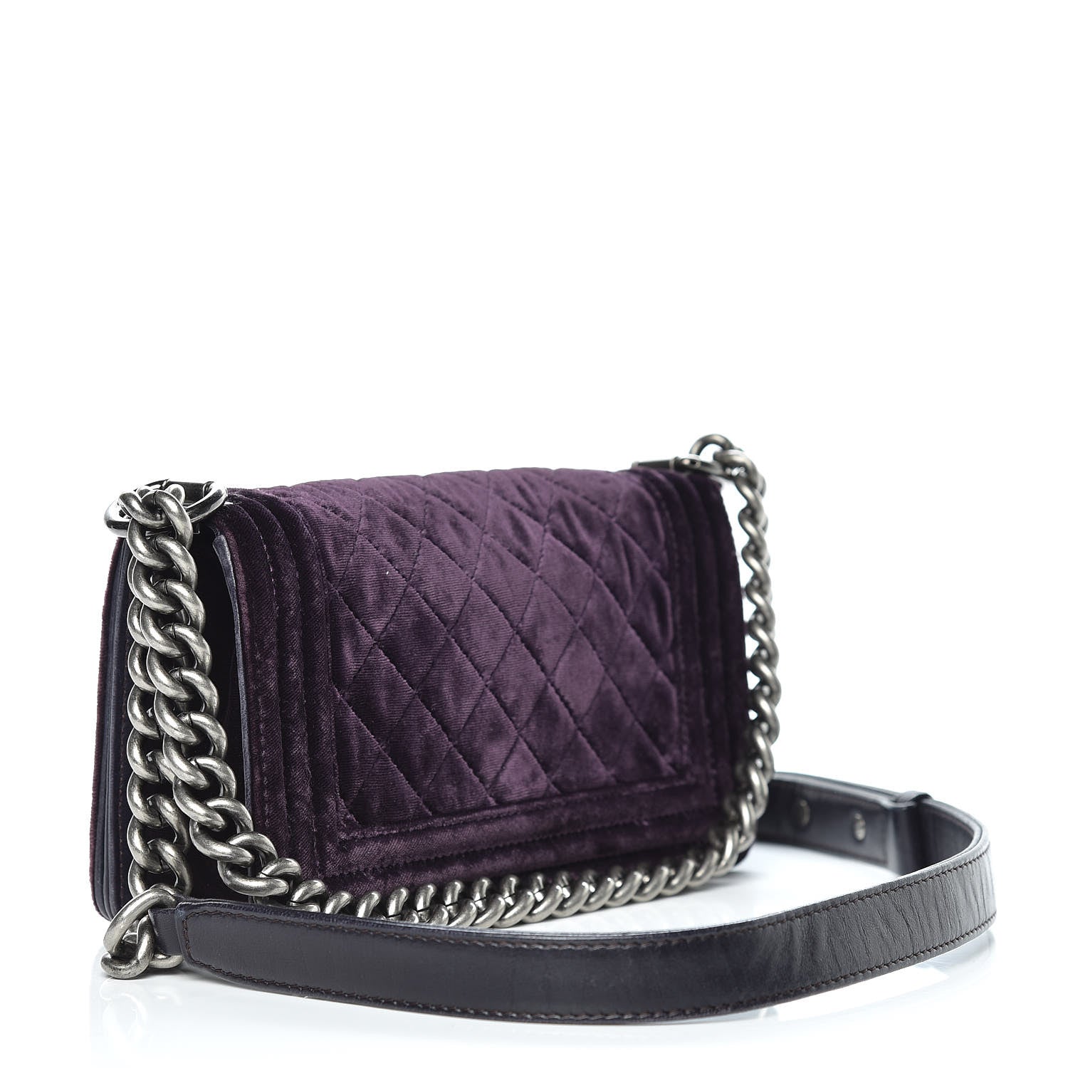 Chanel Velvet Quilted Small Boy Flap Purple 3 of 13