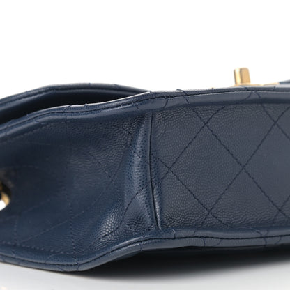 Chanel Caviar Quilted Medium Sweet Classic Flap Navy Blue 8 of 9