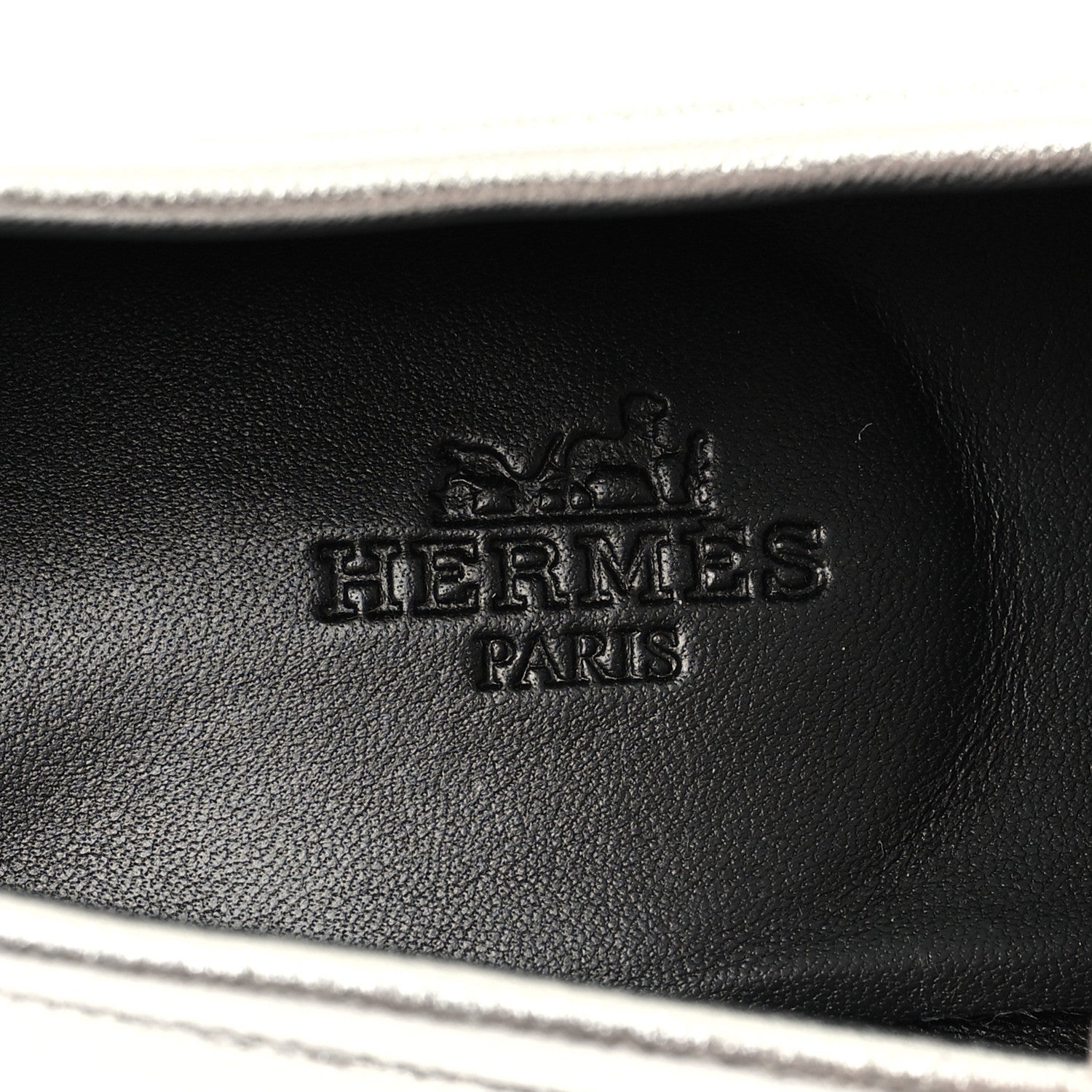 Hermes Metallic Goatskin Womens Royal Loafers 38.5 Gris Argente 8 of 10