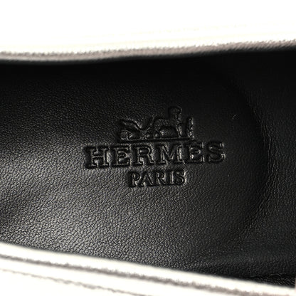 Hermes Metallic Goatskin Womens Royal Loafers 38.5 Gris Argente 8 of 10