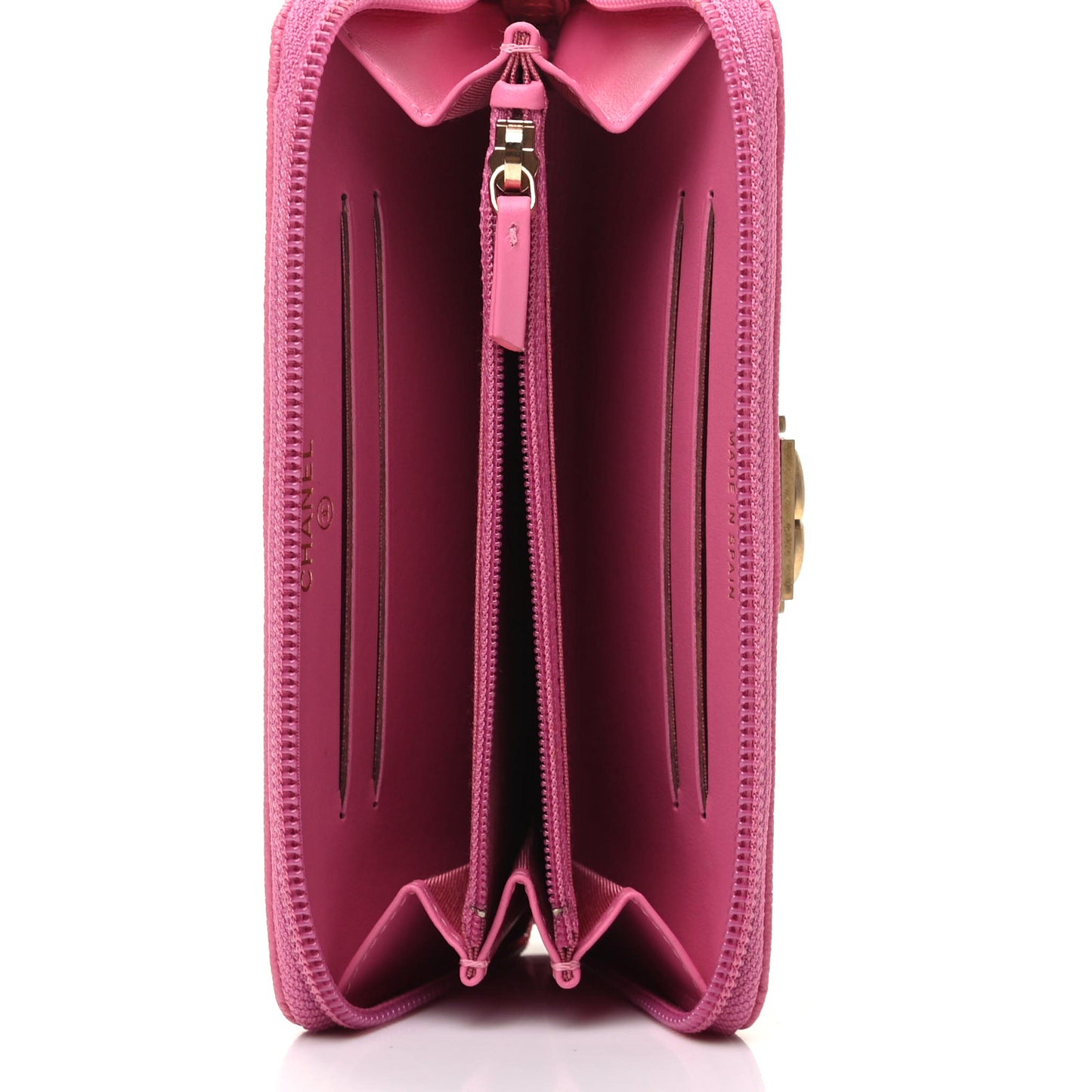 Caviar Quilted Boy Small Zip Around Wallet Pink