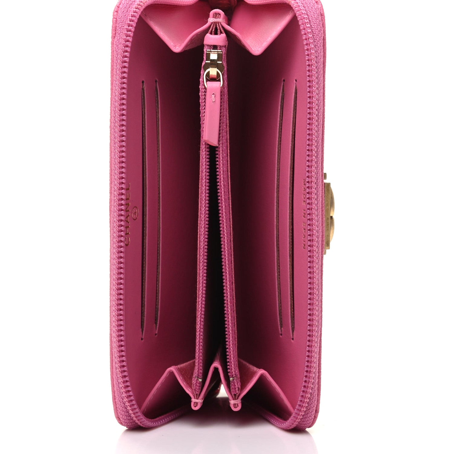Chanel Caviar Quilted Boy Small Zip Around Wallet Pink 5 of 10