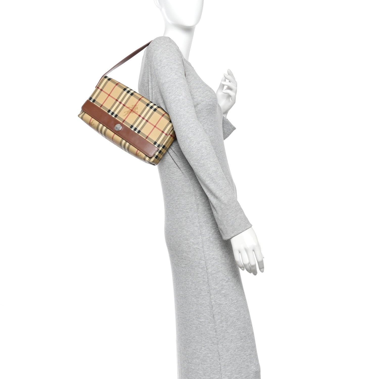 Burberry Haymarket Check Shoulder Bag Brown 2 of 16