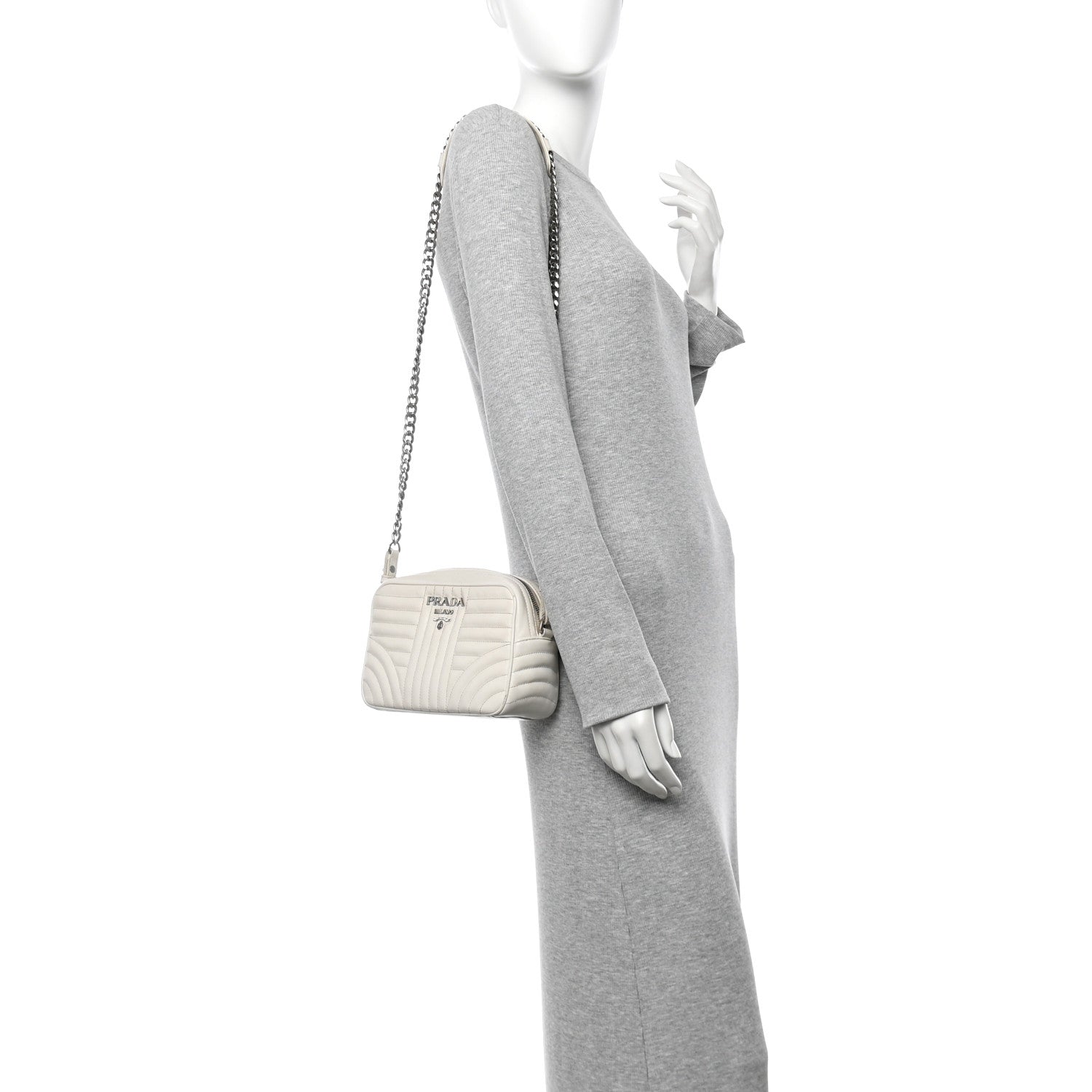 Prada Soft Calfskin Diagramme Camera Bag White 2 of 15