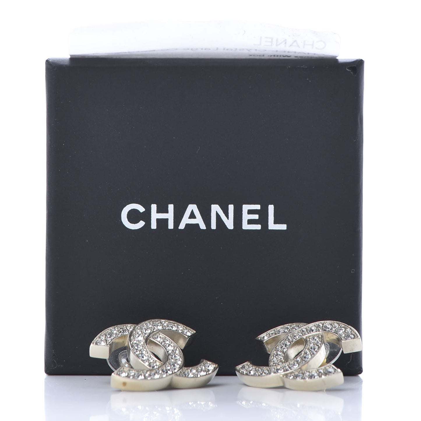 Crystal Large CC Earrings Silver