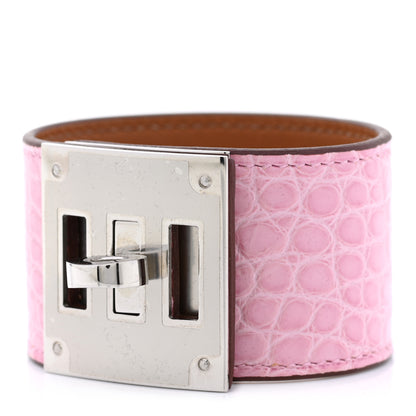 Hermes Matte Alligator Kelly Dog Bracelet T2 5P Pink 1 of 5