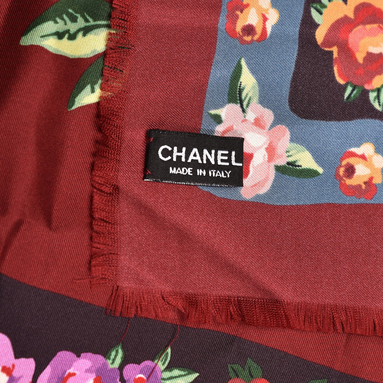 Chanel Silk CC Camellia Square Scarf Red 4 of 5